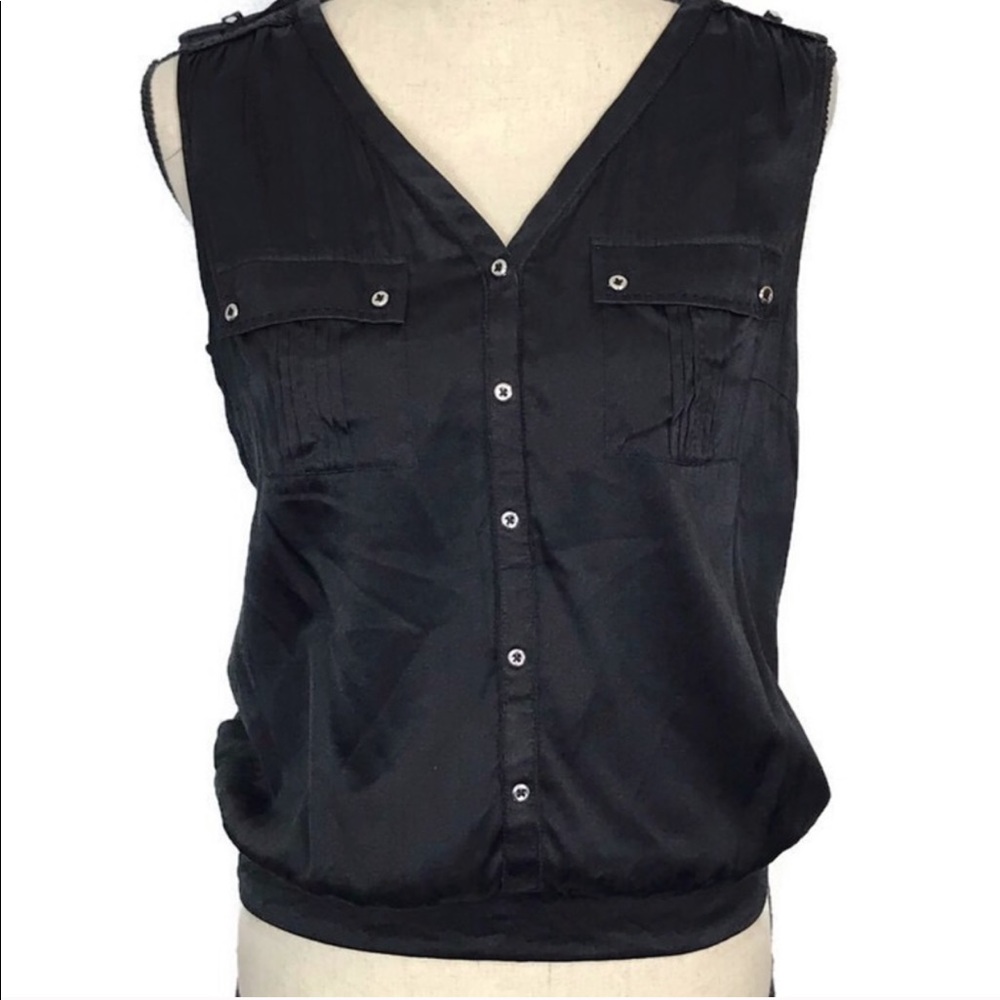 White Hiuse Black Market Sleeveless Silk Crop Top